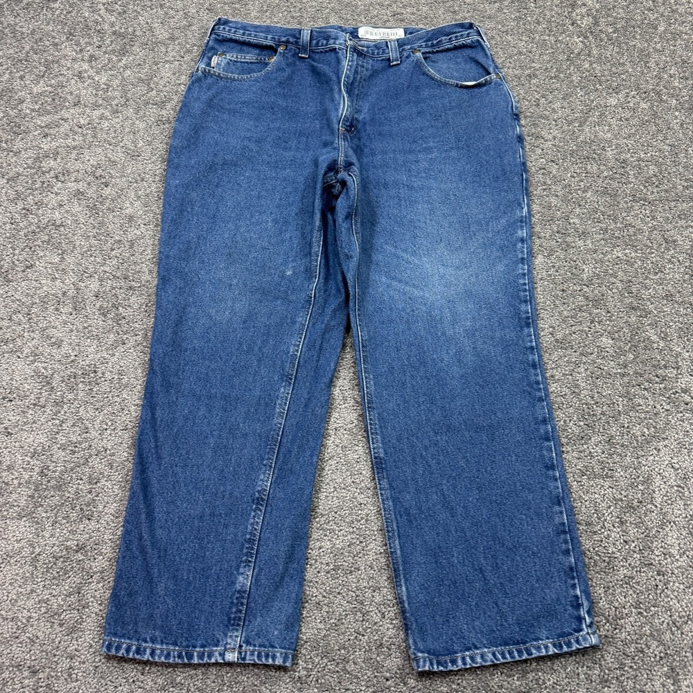 Carhartt Jeans Mens 40x30 Blue Relaxed Fit Straight Leg Workwear Outdoor Logo
